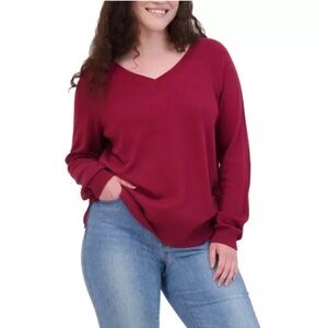 Lucky Brand Women's Red V-Neck Sweater, X-Large